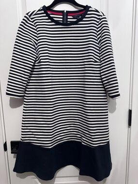 Tommy Hilfiger Navy and White Striped Long Sleeve Dress
